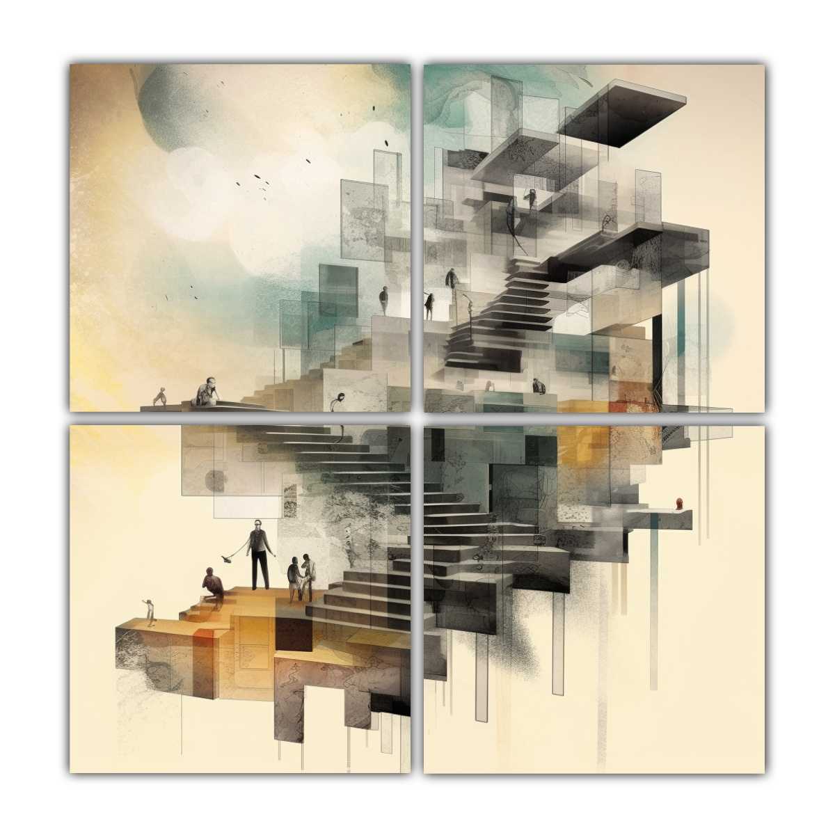 cuadros-modernos-abstractos-de-cultura-escaleras-flotantes-ambiente-surrealista