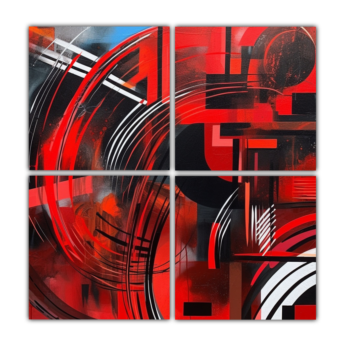cuatro-artes-de-pared-abstracci-n-exuberantes-pinturas-decorativas-con-tonos-rojos-y-negros-