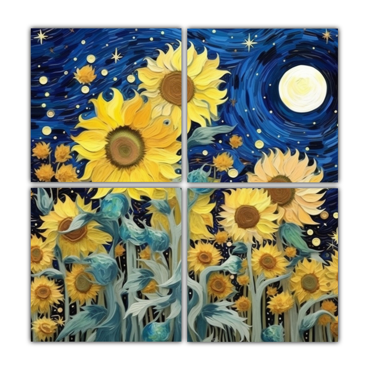 cuatro-artes-de-pared-dibujo-composici-n-estilo-girasoles-y-luna-de-van-gogh