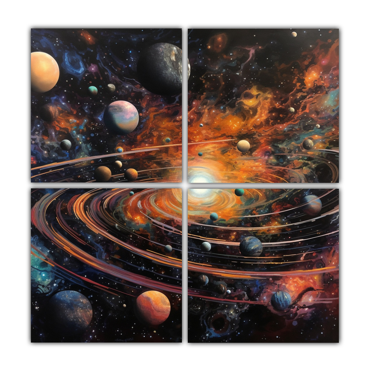 cuatro-artes-de-pared-dibujo-riqueza-visual-universo-pintura