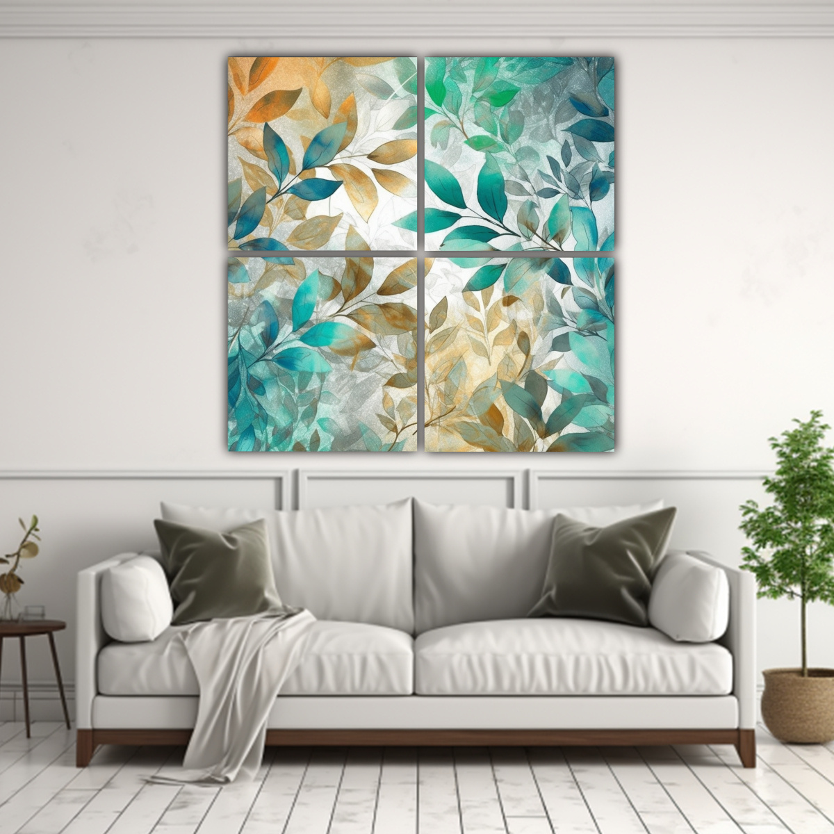 cuatro-artes-inspirador-comedor-fondo-con-hojas-verdes-y-doradas-al-estilo-de-pinturas-de-wa-1