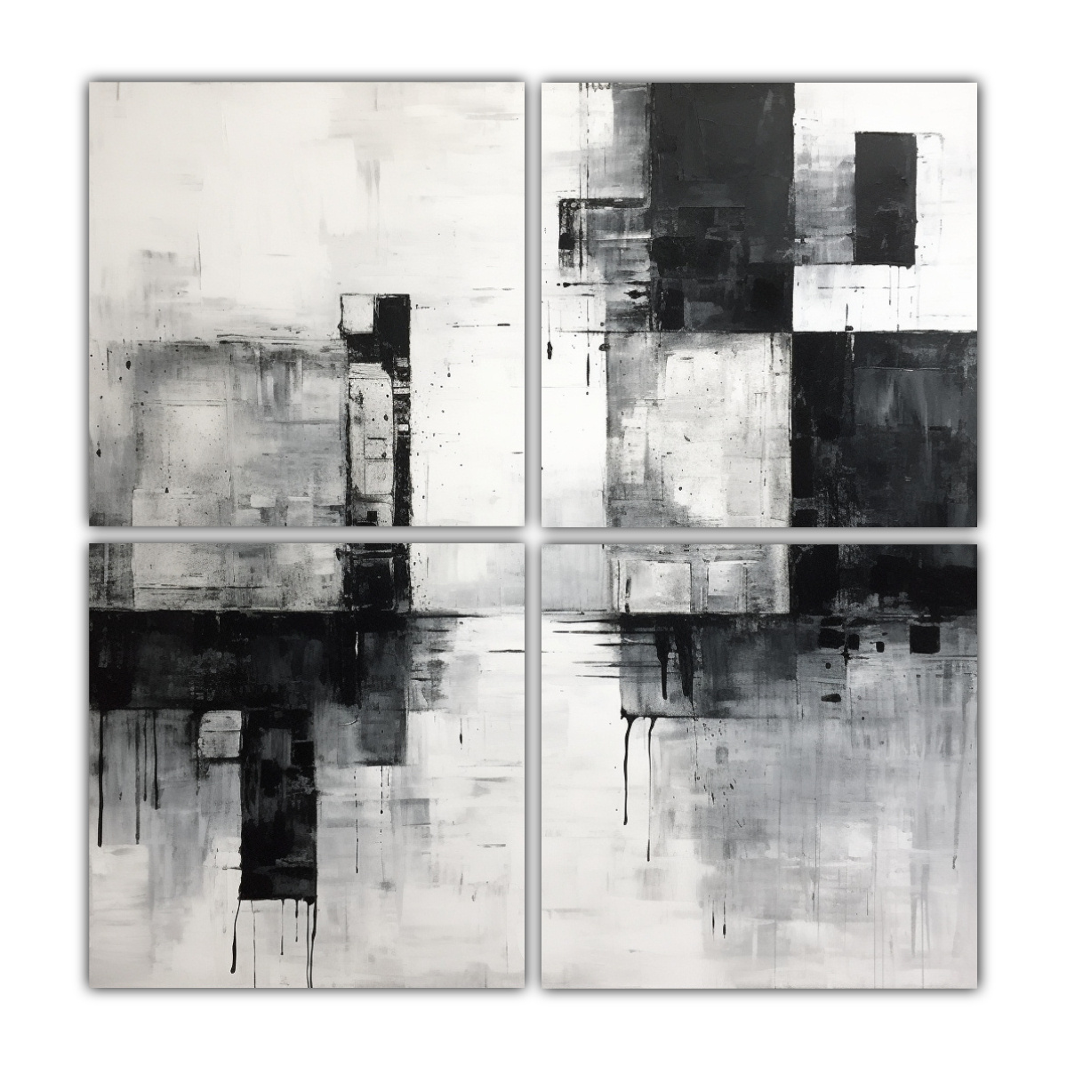 Cuadro abstracto, ilustración en tonos blanco y negro - kuadro –