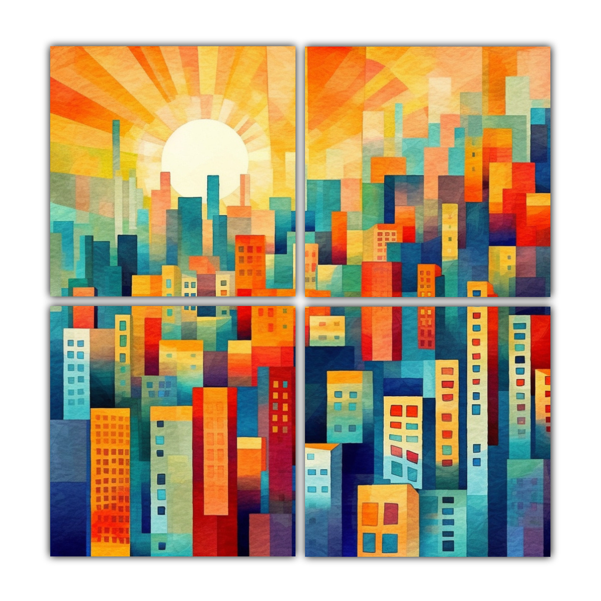 cuatro-canvas-arte-inspirado-por-paul-klee-con-dise-o-m-gico-