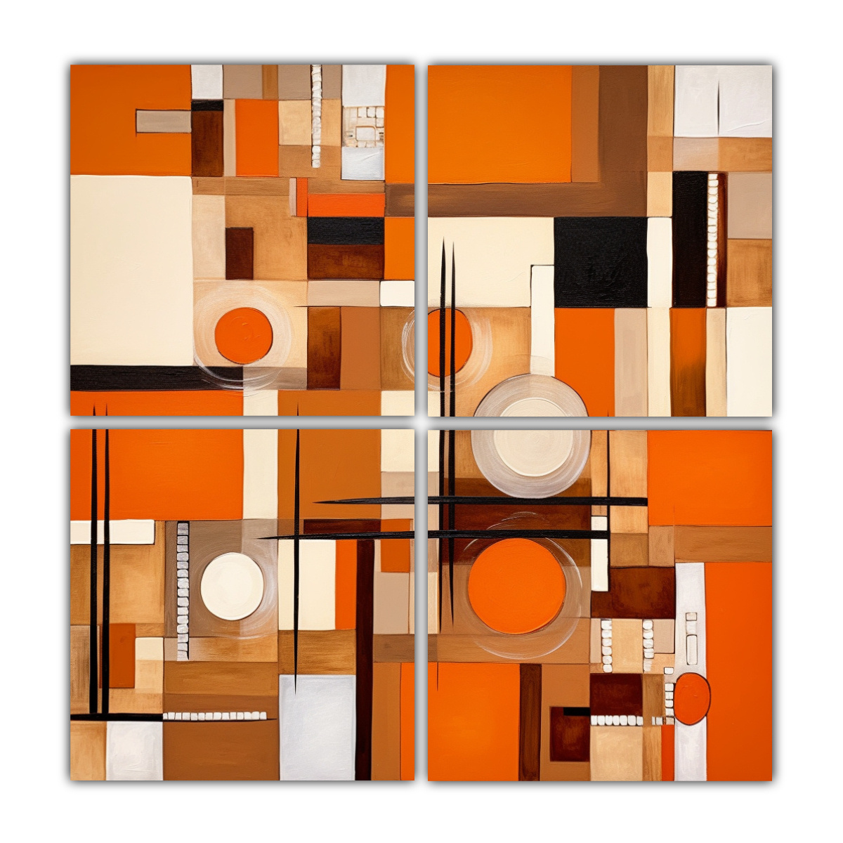 cuatro-composiciones-l-neas-llamativas-en-fondo-naranja-marr-n-y-blanco