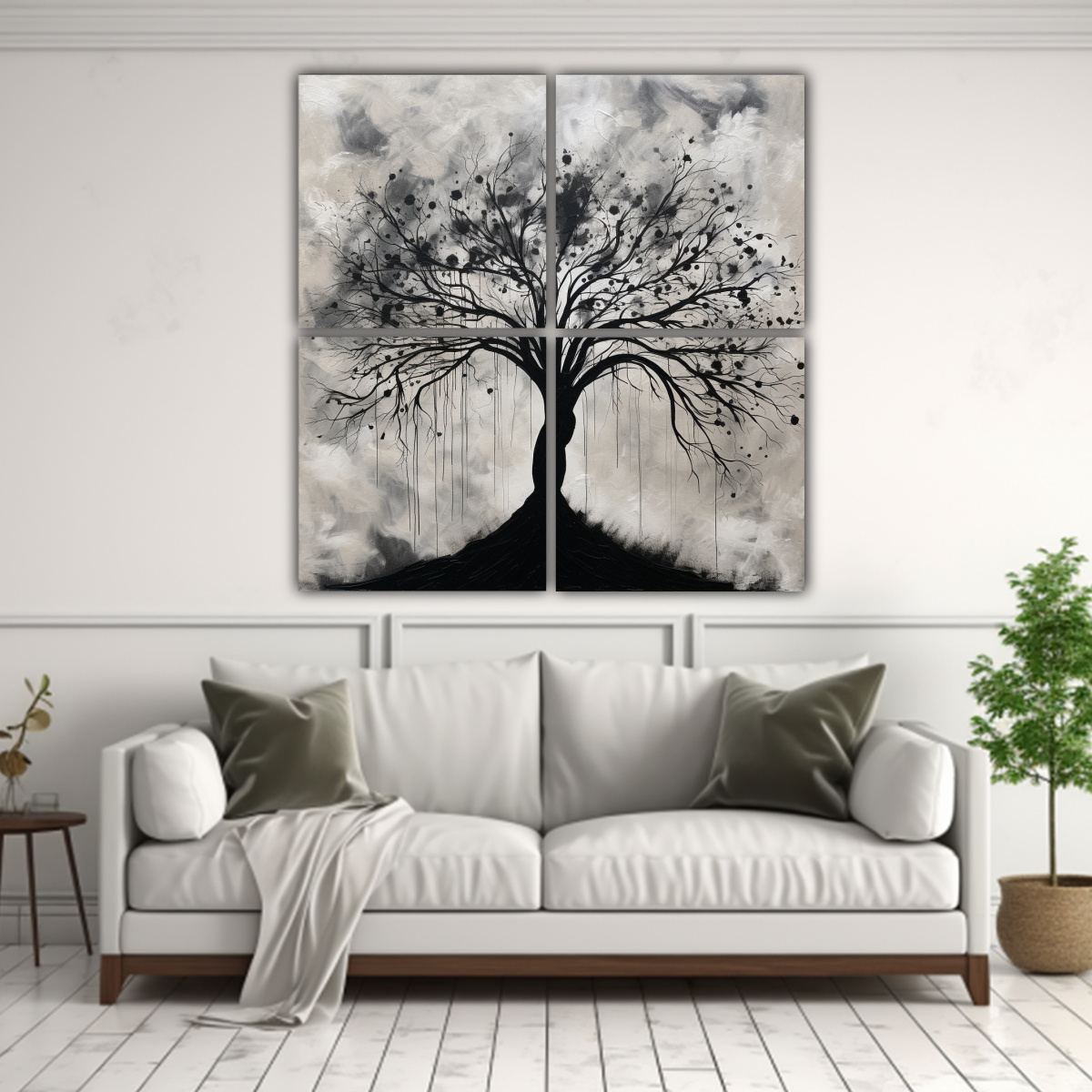 cuatro-cuadros-abstractos-con-cuadro-simple-de-rbol-negro-1