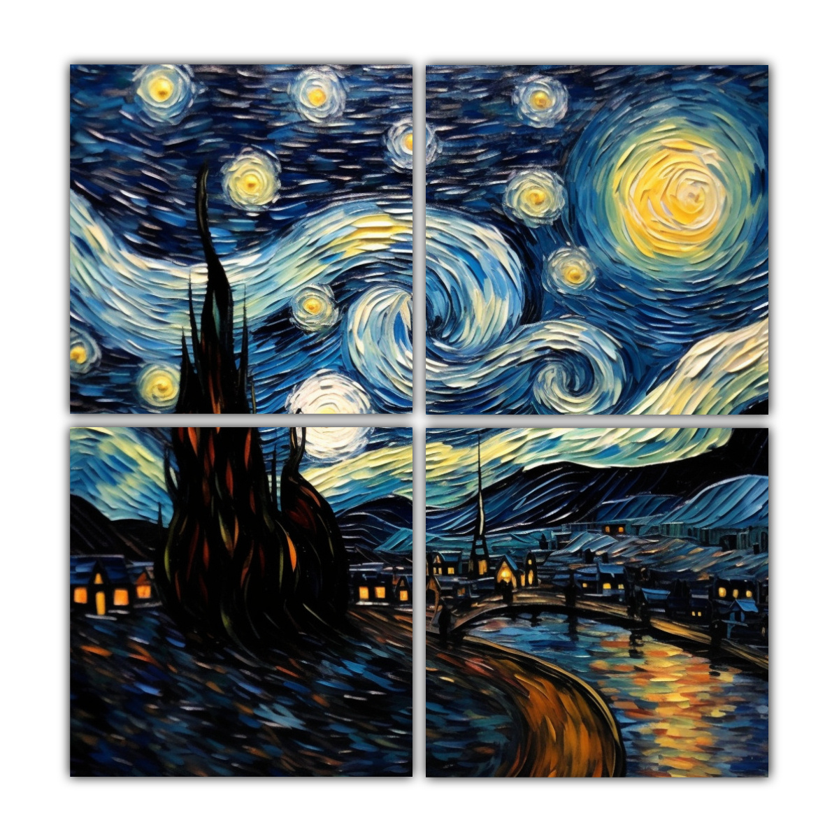 cuatro-cuadros-composici-n-detalle-de-la-noche-estrellada-de-van-gogh