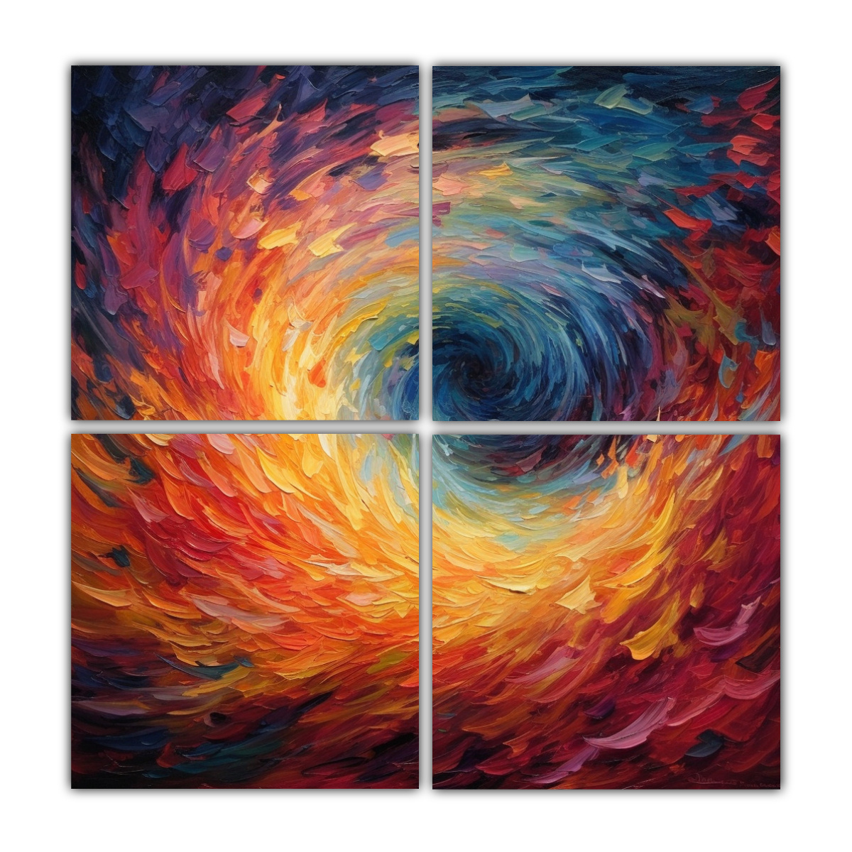 cuatro-cuadros-de-pared-con-l-neas-finas-v-rtice-de-colores-vibrantes