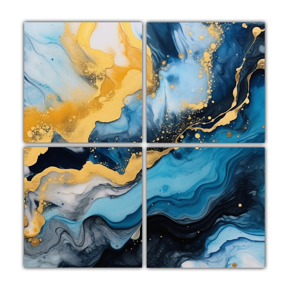 cuatro-cuadros-l-neas-finas-arte-abstracto-con-tinta-al-alcohol-en-azul-oro-y-negro