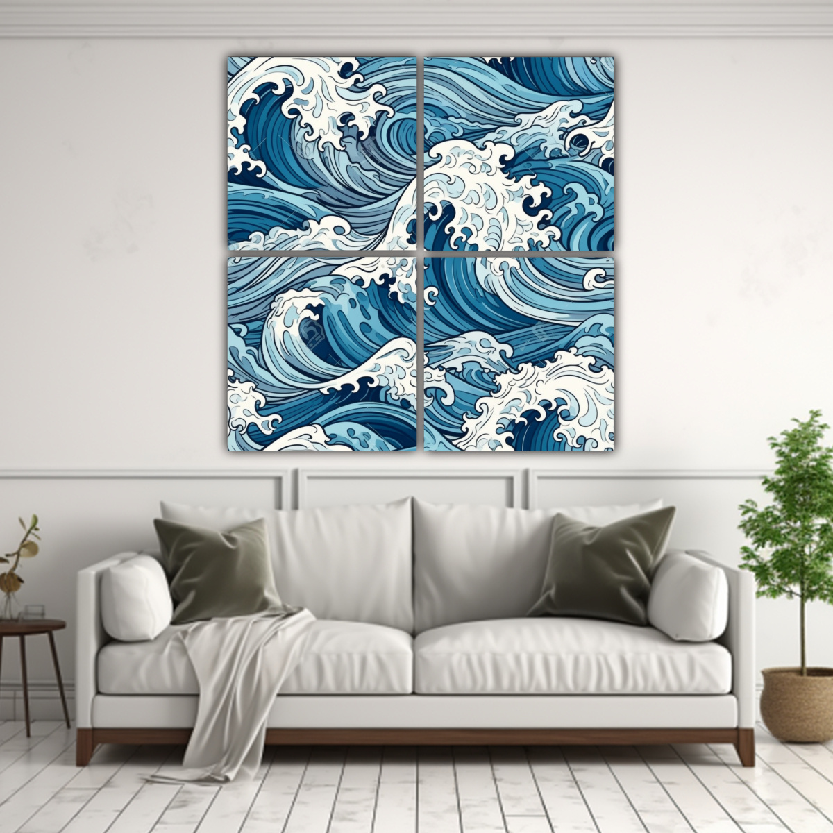cuatro-cuadros-l-neas-finas-equilibrio-visual-olas-hermosas-crestas-azules-pinturas-decorativas-del-oc-ano-1