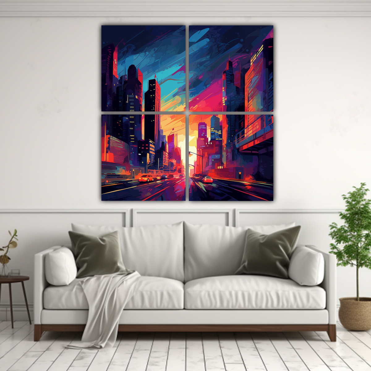 cuatro-cuadros-nocturnos-con-colores-y-luces-din-micas-en-la-ciudad-1