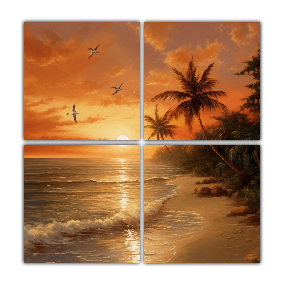 cuatro-cuadros-patron-intenso-de-una-playa-serena-y-pac-fica