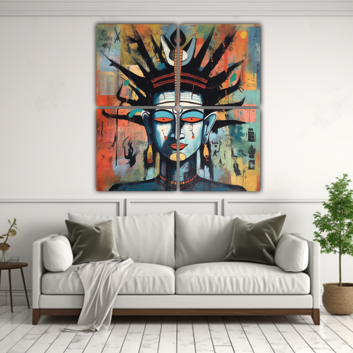 cuatro-lienzos-acuarela-duradero-estilo-basquiat-1