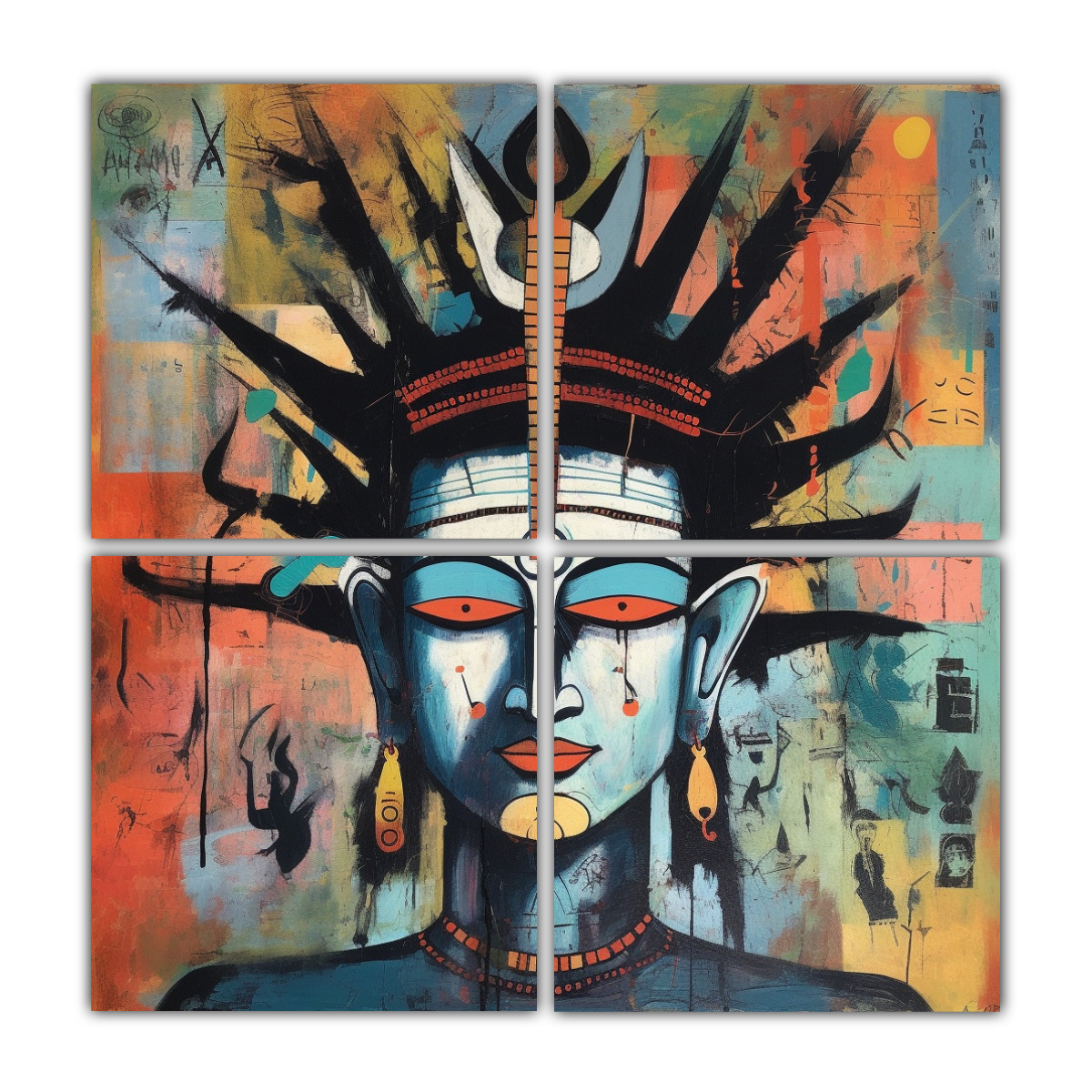 cuatro-lienzos-acuarela-duradero-estilo-basquiat