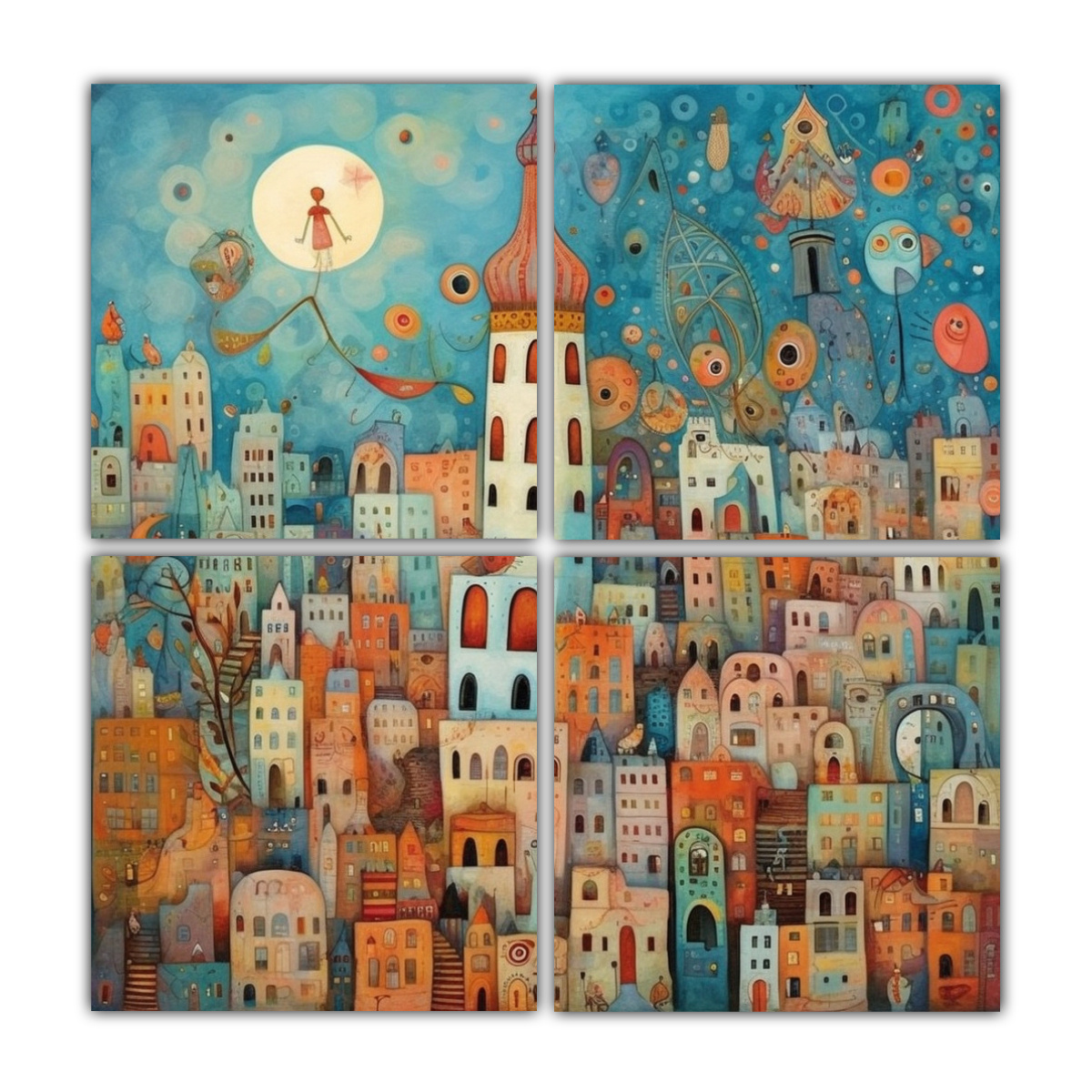cuatro-lienzos-de-tela-con-l-neas-finas-estilo-inmersivo-de-chagall-mezclado-con-graffiti-y-jennifer-lomm