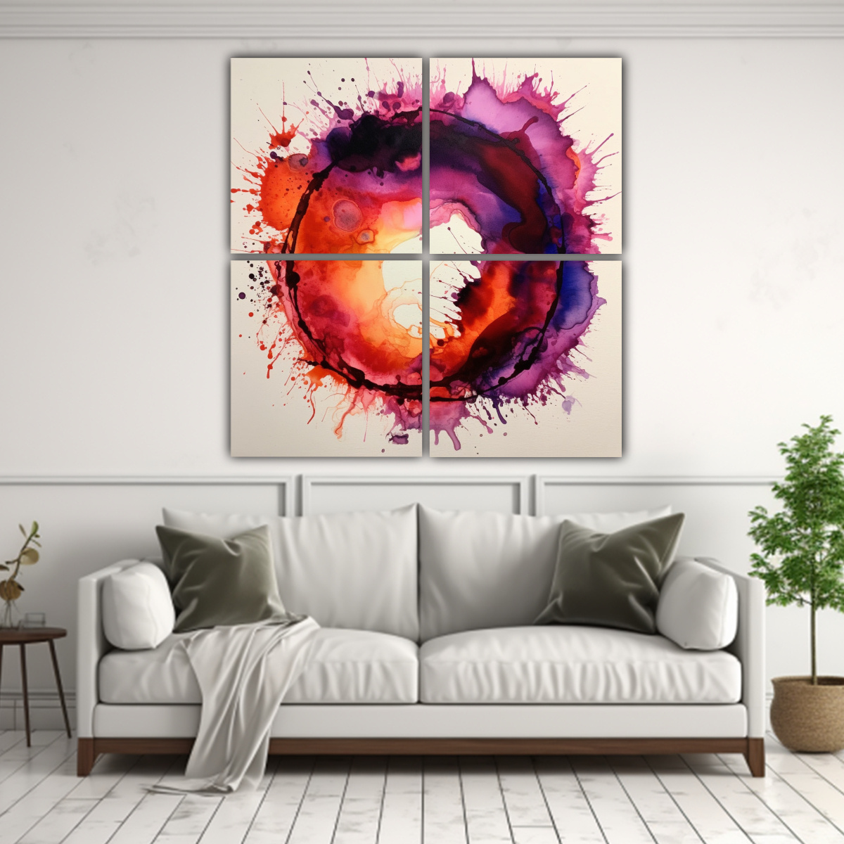 cuatro-lienzos-de-tela-con-tinta-de-alcohol-en-forma-de-c-rculo-1