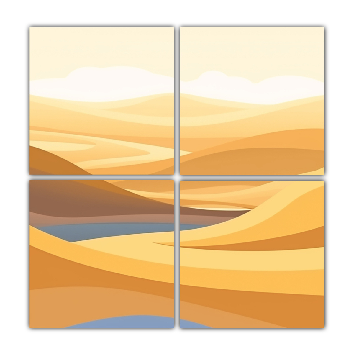 cuatro-lienzos-de-tela-cuadro-con-paisajes-des-rticos-ondulantes-y-minimalistas