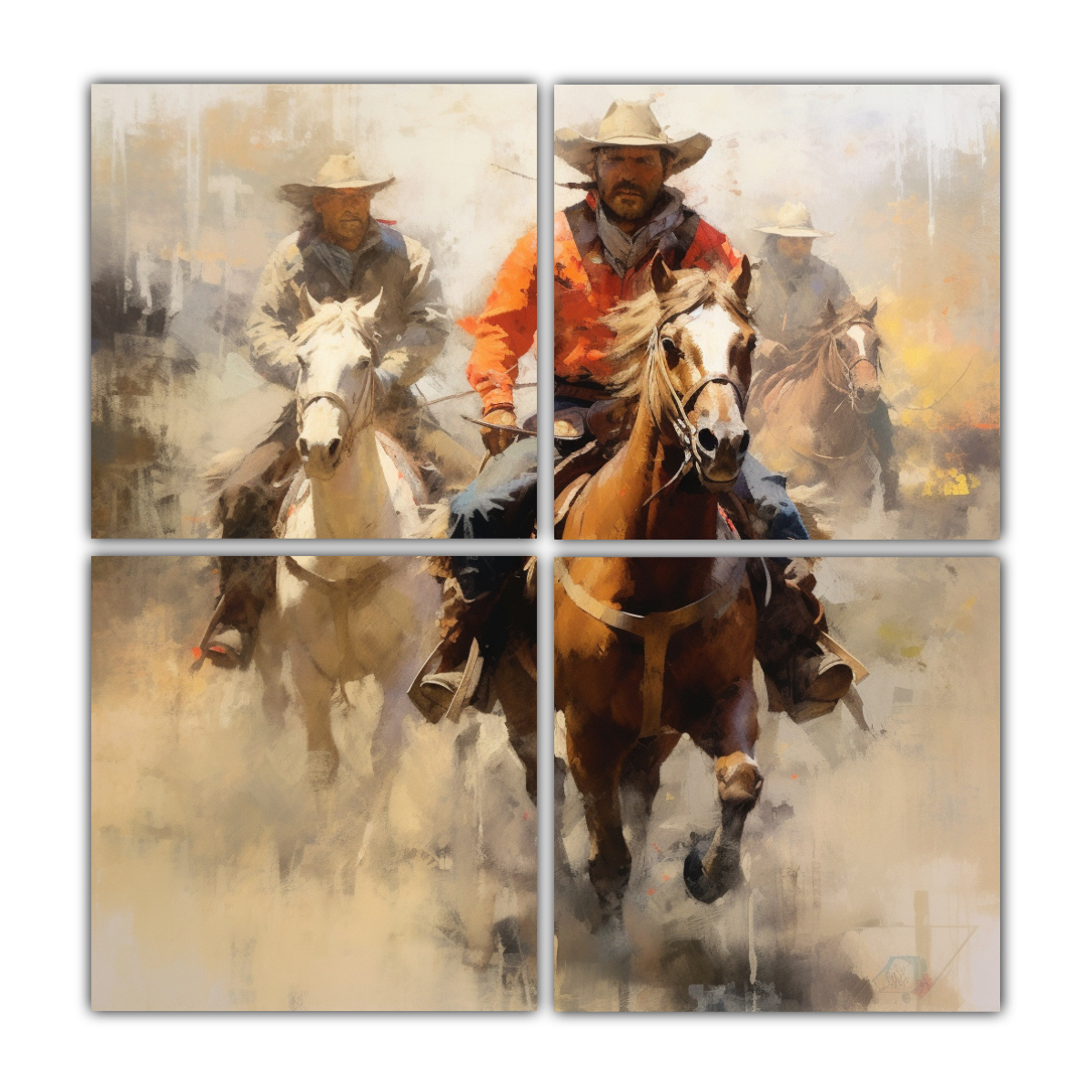 cuatro-lienzos-de-tela-inspiracion-adorno-pintura-cowboy-estilo-jai-johnson-richar