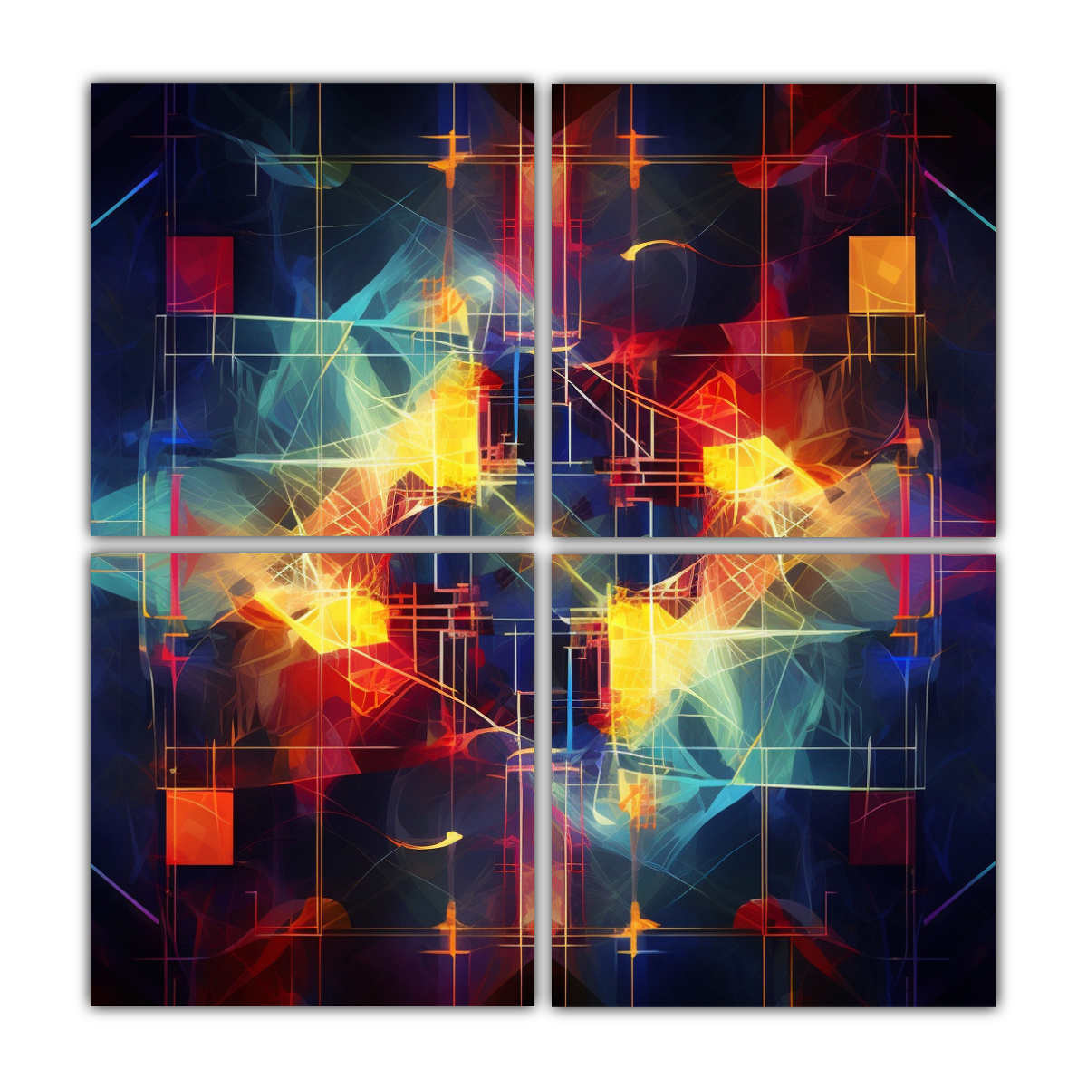 cuatro-lienzos-de-tela-tema-profundidad-abstracta-genera-obras-de-arte-abstractas-en-tela-