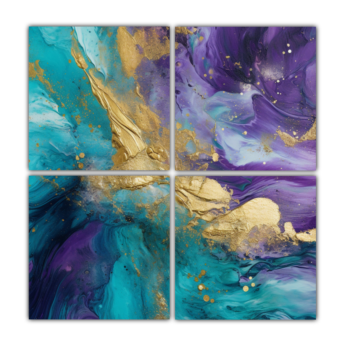 cuatro-lienzos-finas-lineas-sensibilidad-art-stica-en-p-rpura-verde-azulado-y-dorado-para-cultivar-la-empat-a