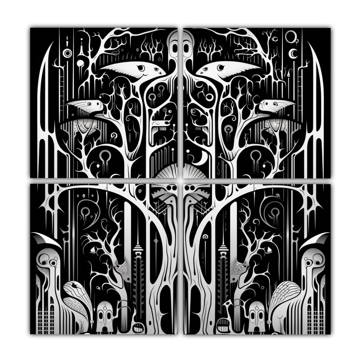 cuatro-lienzos-forma-hogar-deco-estampado-blanco-negro-vertical