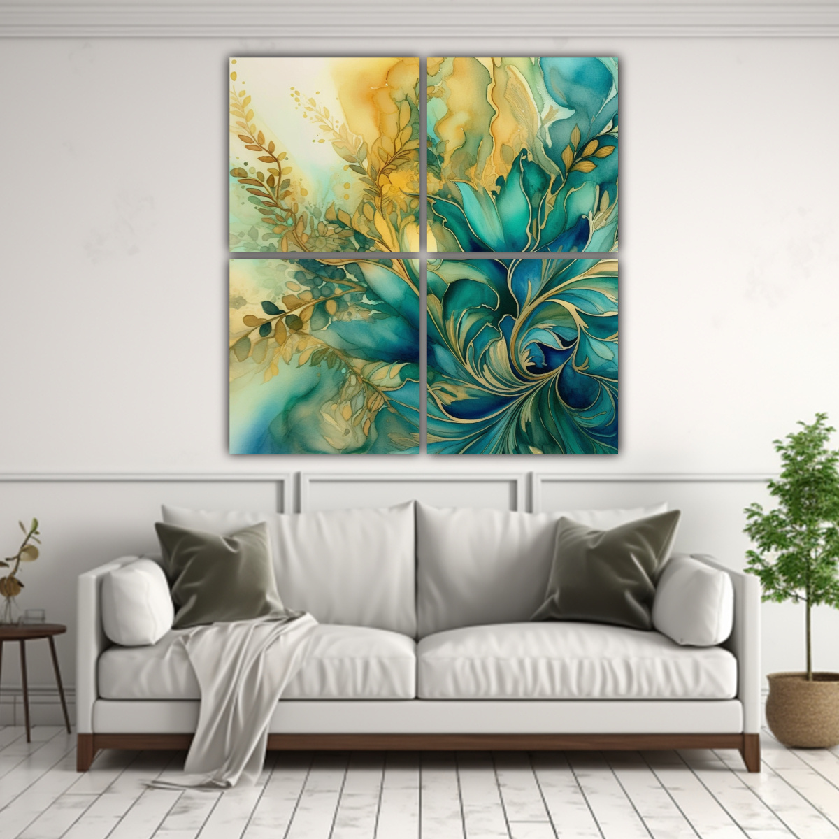 cuatro-lienzos-inspiradores-de-dise-o-bot-nico-abstracto-en-tonos-de-verde-y-azul-1