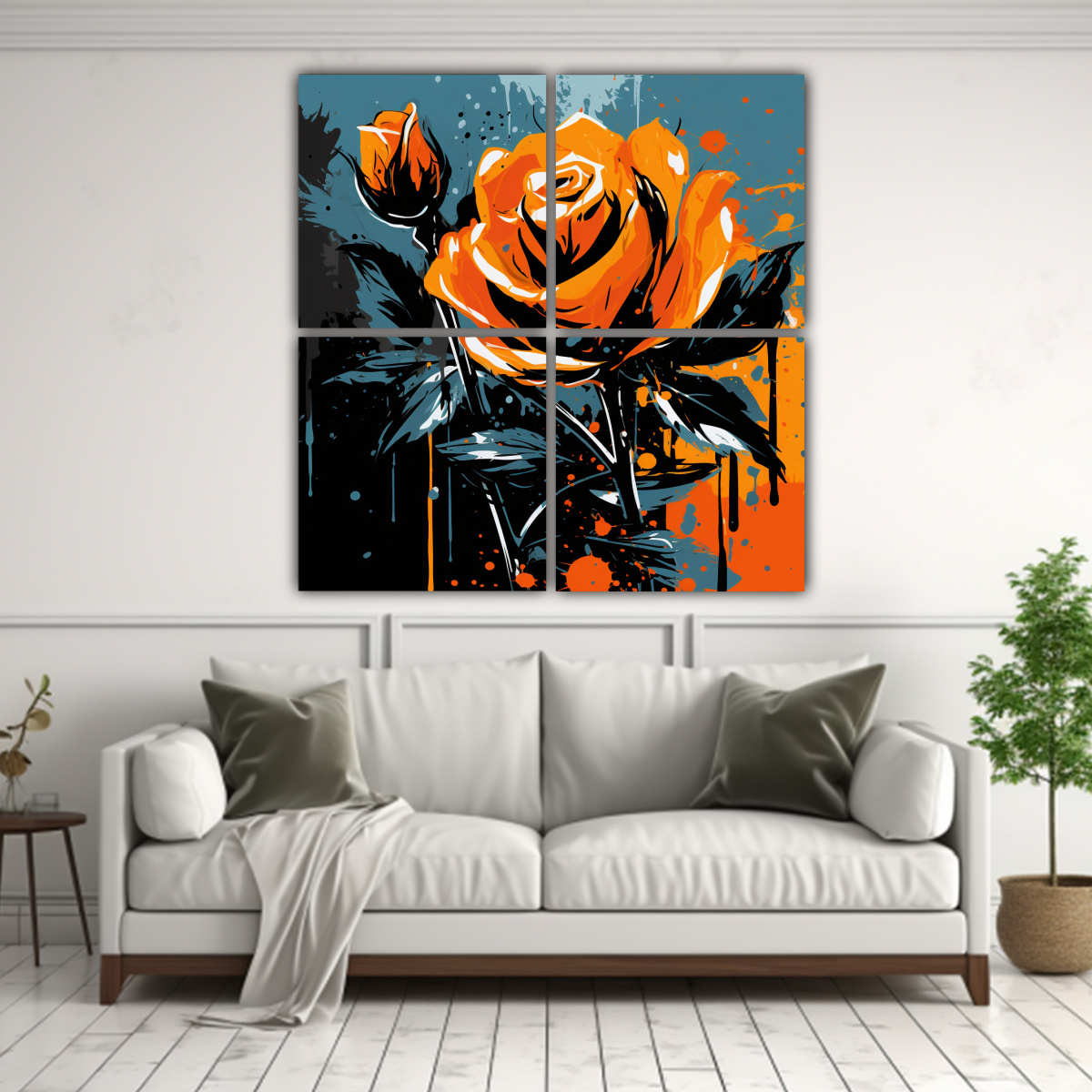 cuatro-lienzos-modernos-en-colores-naranja-y-negro-con-atm-sfera-neonoir-en-el-estilo-1