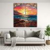 cuatro-lienzos-modernos-stained-glass-playa-con-atardecer-exuberante-1