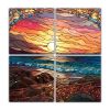 cuatro-lienzos-modernos-stained-glass-playa-con-atardecer-exuberante