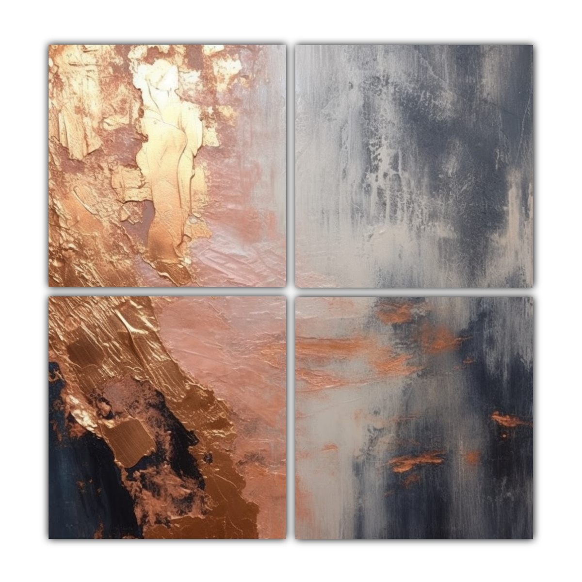 cuatro-lienzos-vanguardia-actuales-con-hojas-de-oro-rosa-y-plata-pinturas-abstractas-oscuras-y-hermosas-