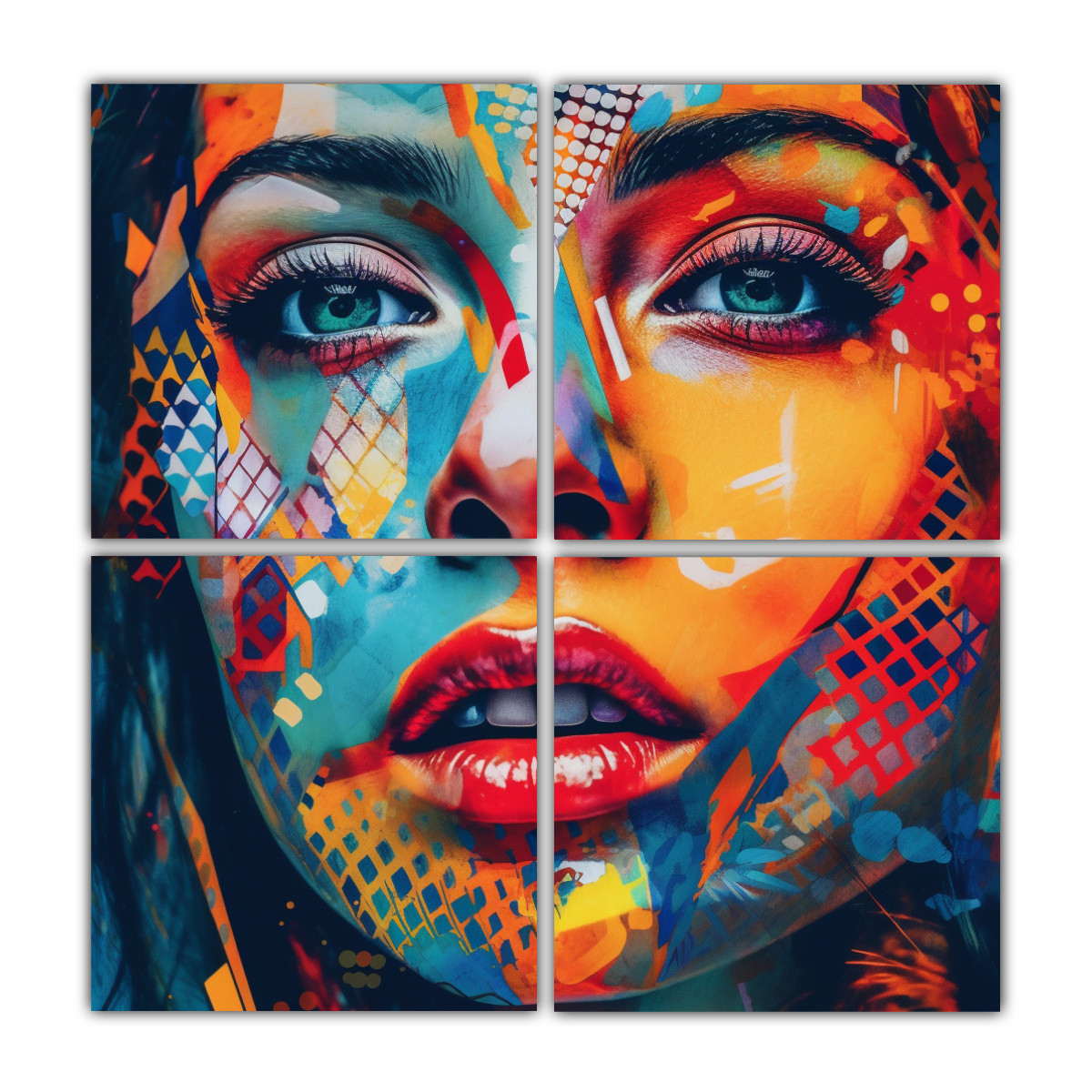 cuatro-pinturas-decorativas-de-tela-sublimada-con-rostro-abstracto