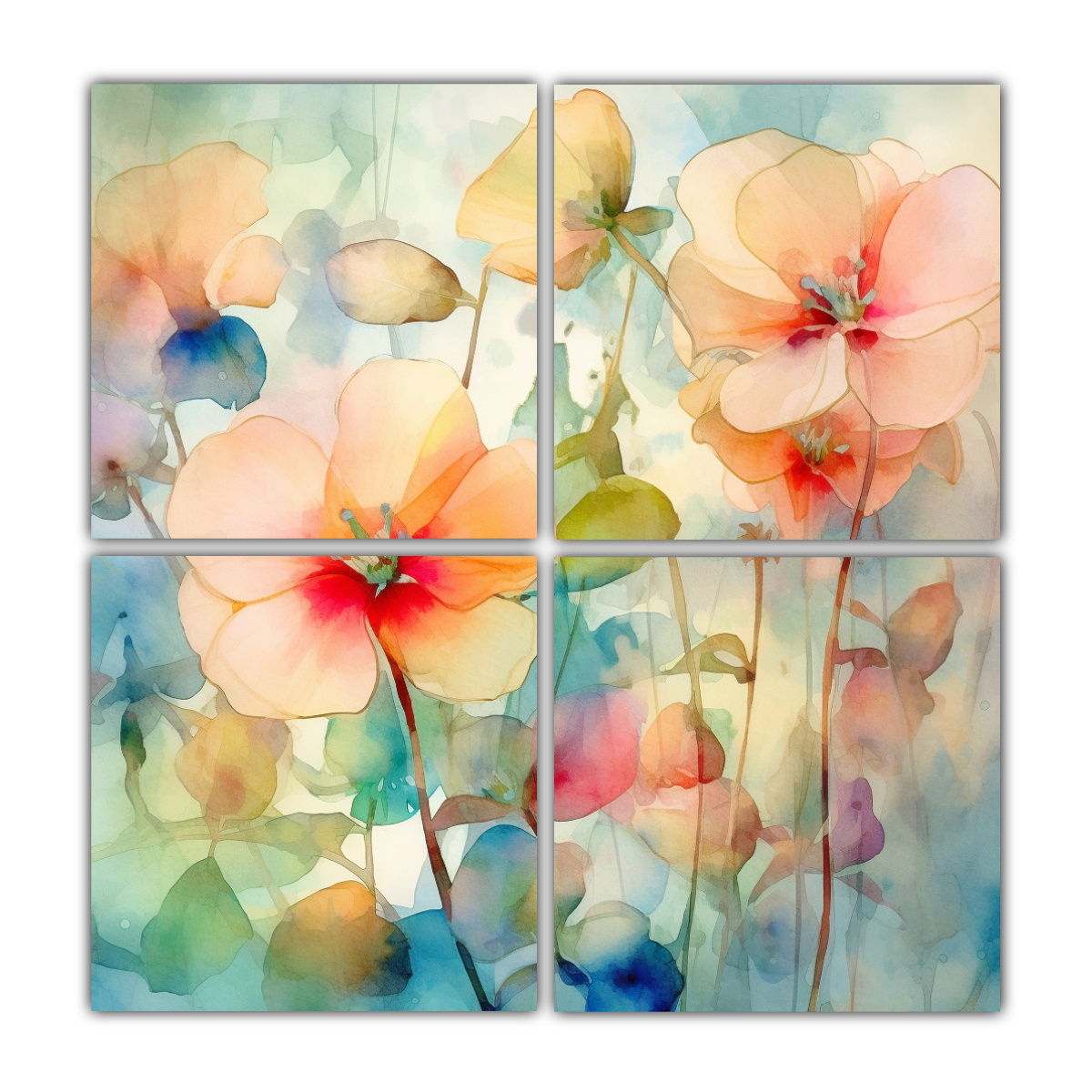 cuatro-telas-en-bastidor-abstracci-n-acuarela-arte-floral-bot-nico-femenino