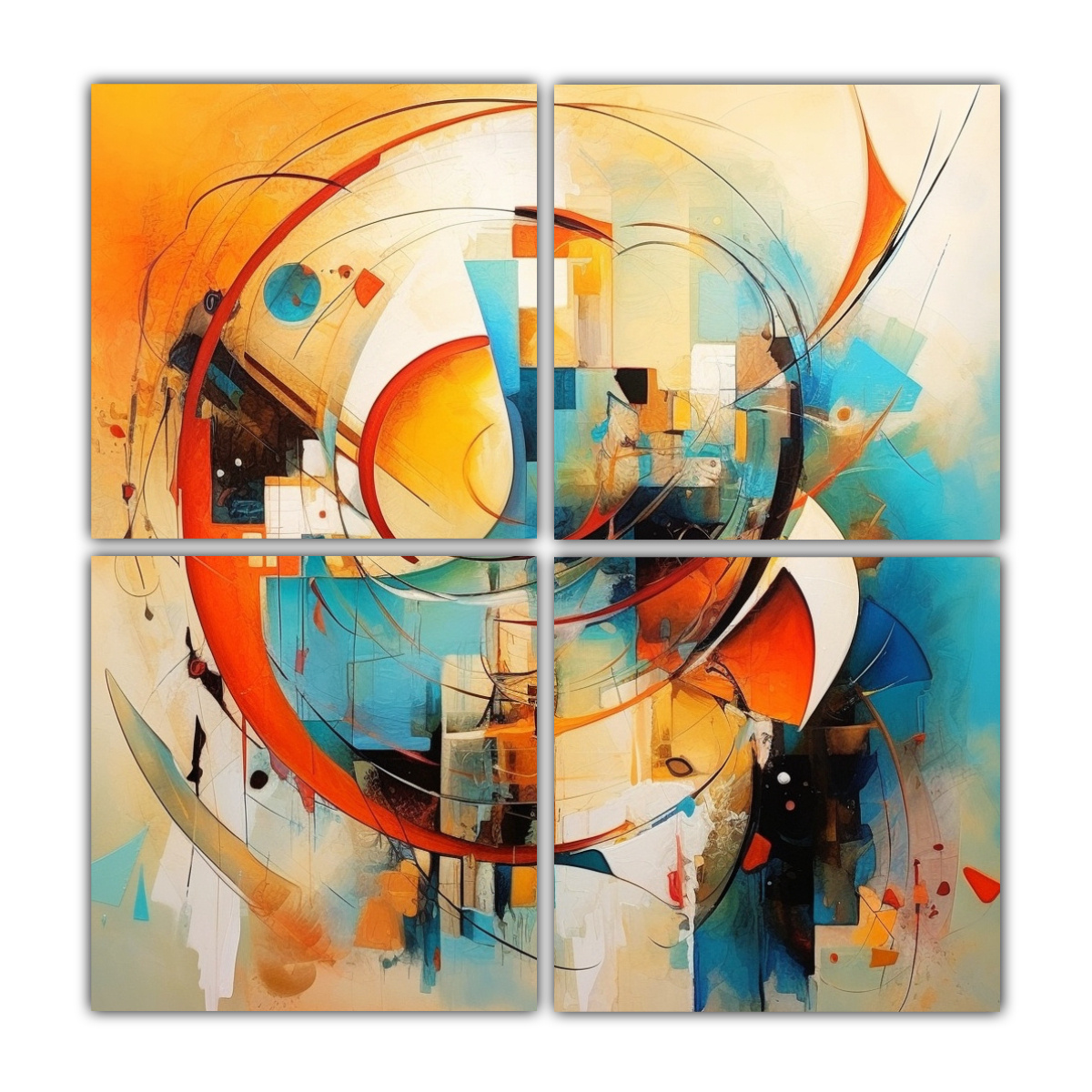 cuatro-telas-en-bastidor-decoraci-n-abstracta-con-relieve