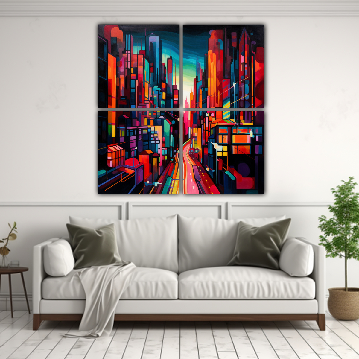 cuatro-telas-en-bastidor-dise-o-sim-trico-interpretaci-n-abstracta-de-una-ciudad-nocturna-con-pinturas-decorativas-1