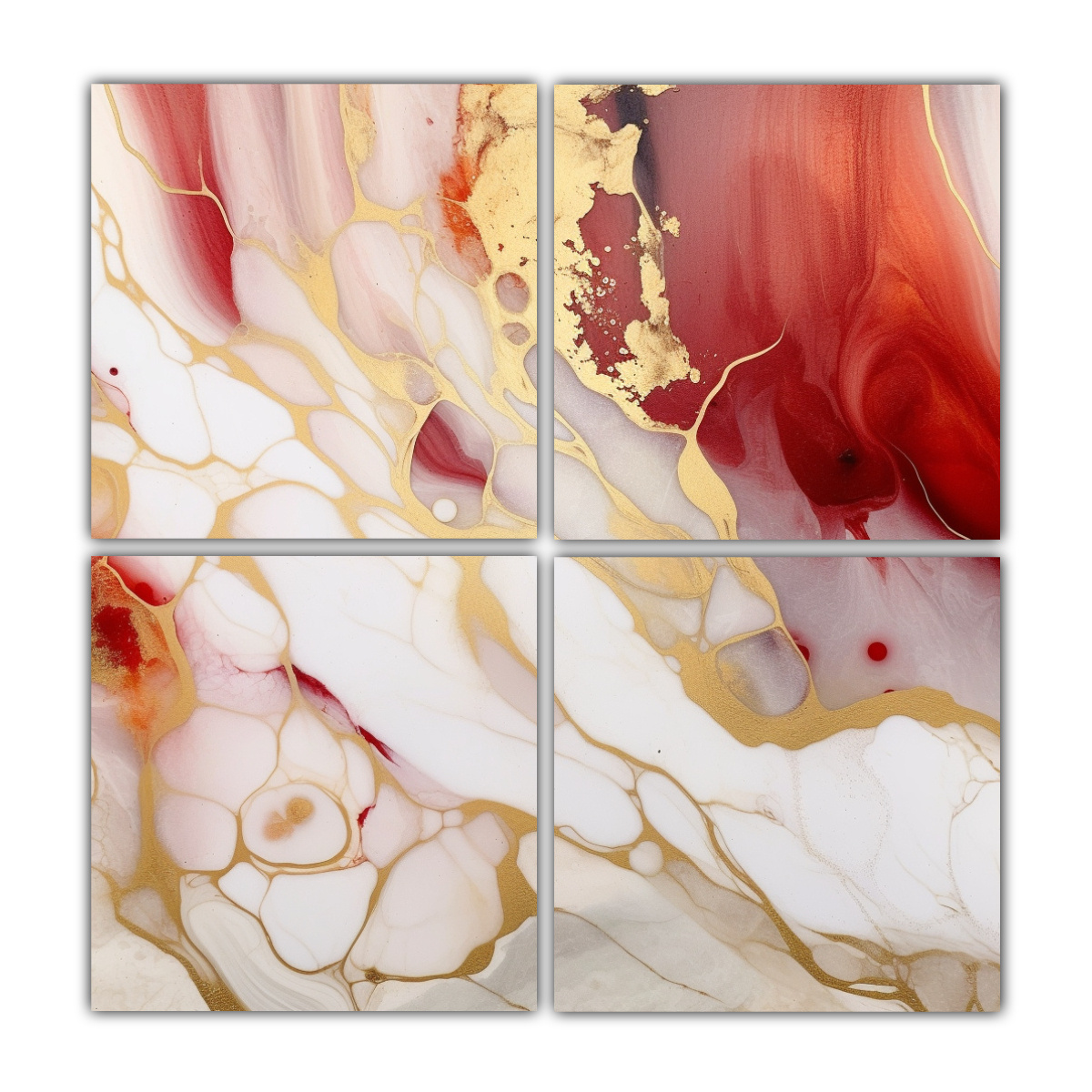 cuatro-telas-en-bastidor-expresi-n-regalo-textura-de-tinta-de-alcohol-en-tonos-abstractos-de-blanco-y-rojo