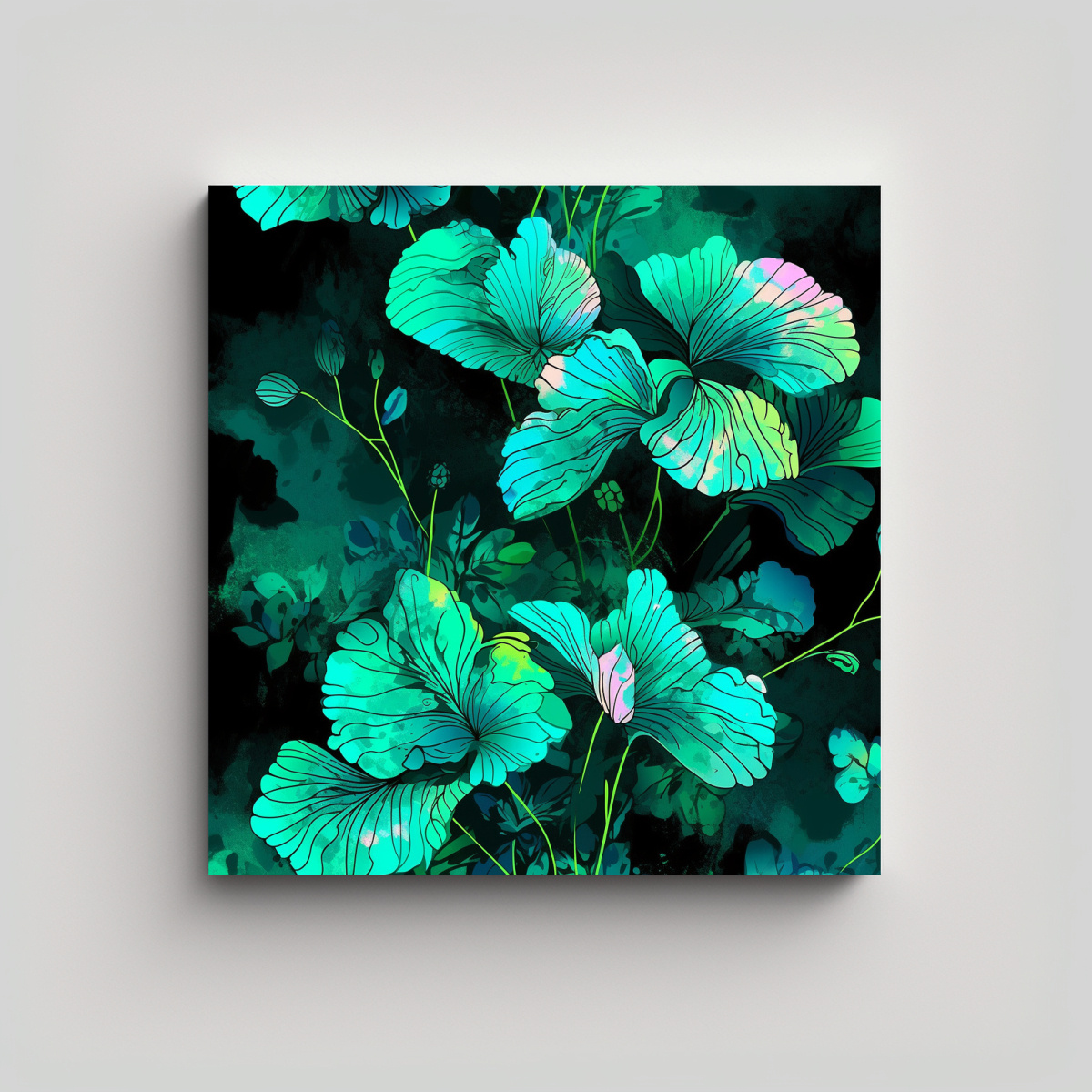 decoraci-n-de-pinturas-en-lienzo-con-esquema-de-colores-verde-y-turquesa-atm-sfera-neonoir-en-estilo-st-