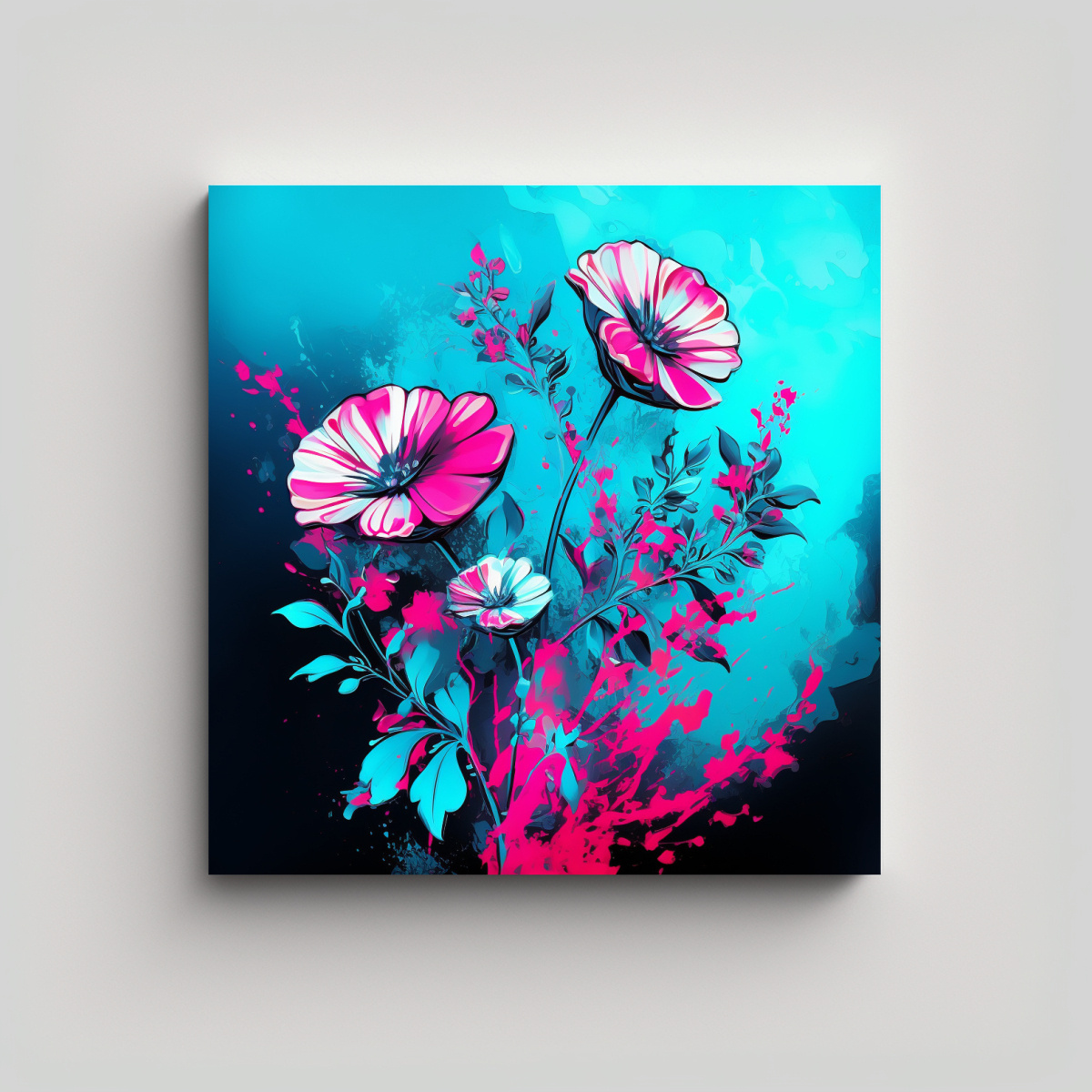 lienzo-tonos-inspiraci-n-cilantro-hierbas-en-turquesa-y-rosa-neonoir