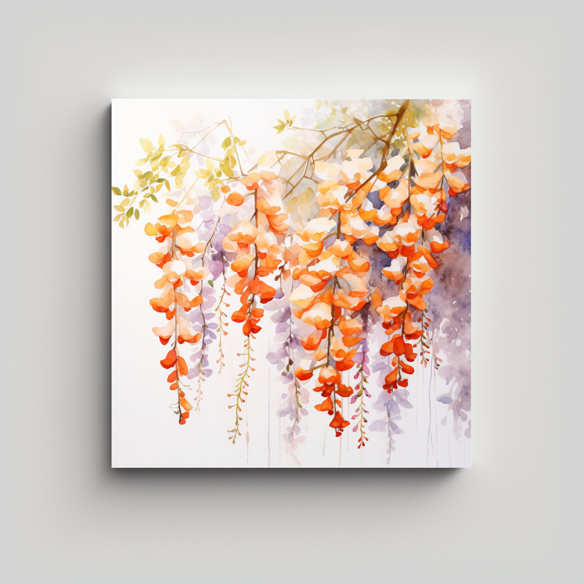 lienzo-vanguardia-arte-callejero-pintura-abstracta-de-flores-de-glicina-en-blanco-y-naranja