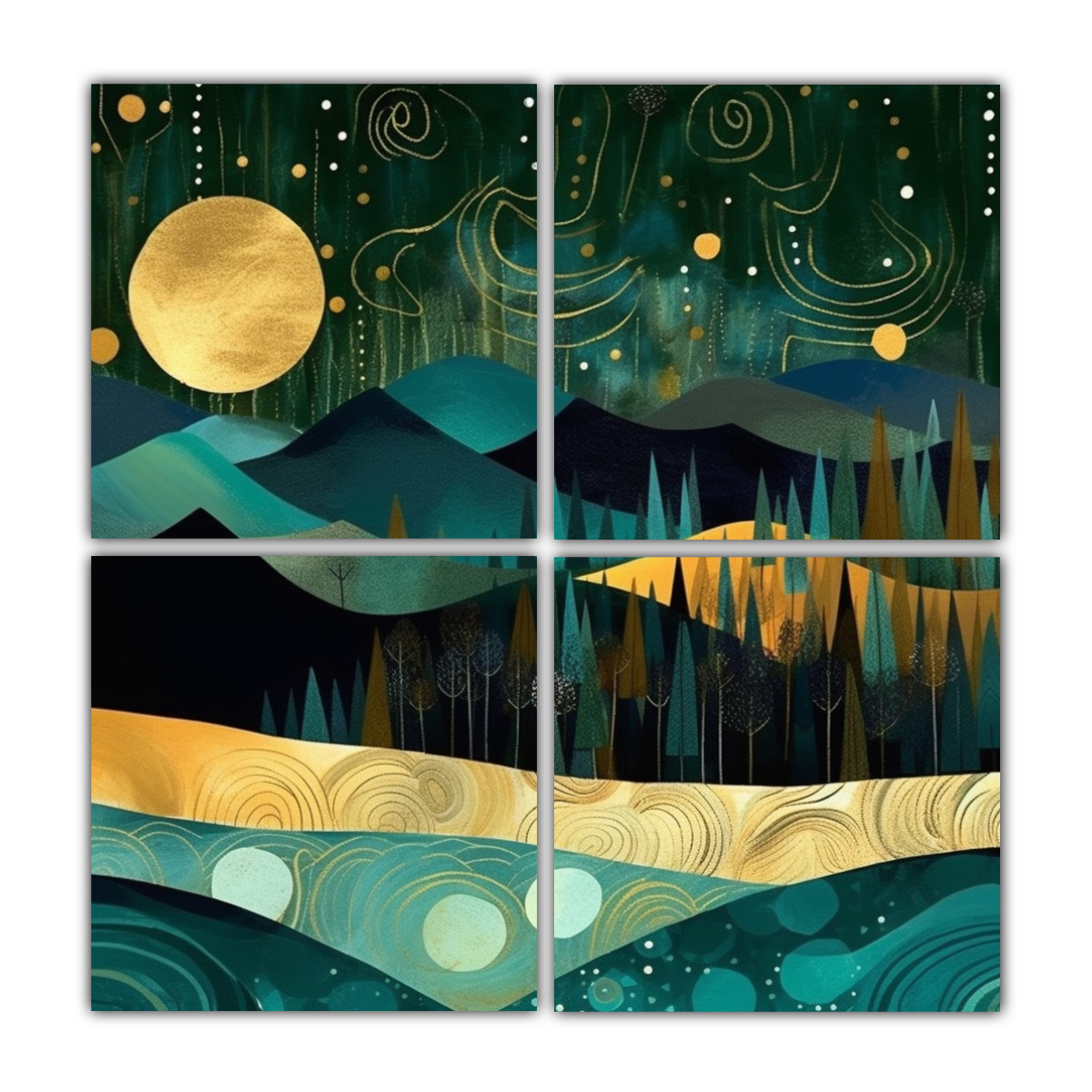 paisaje-abstracto-de-monta-as-medianoche-con-dorado-verde