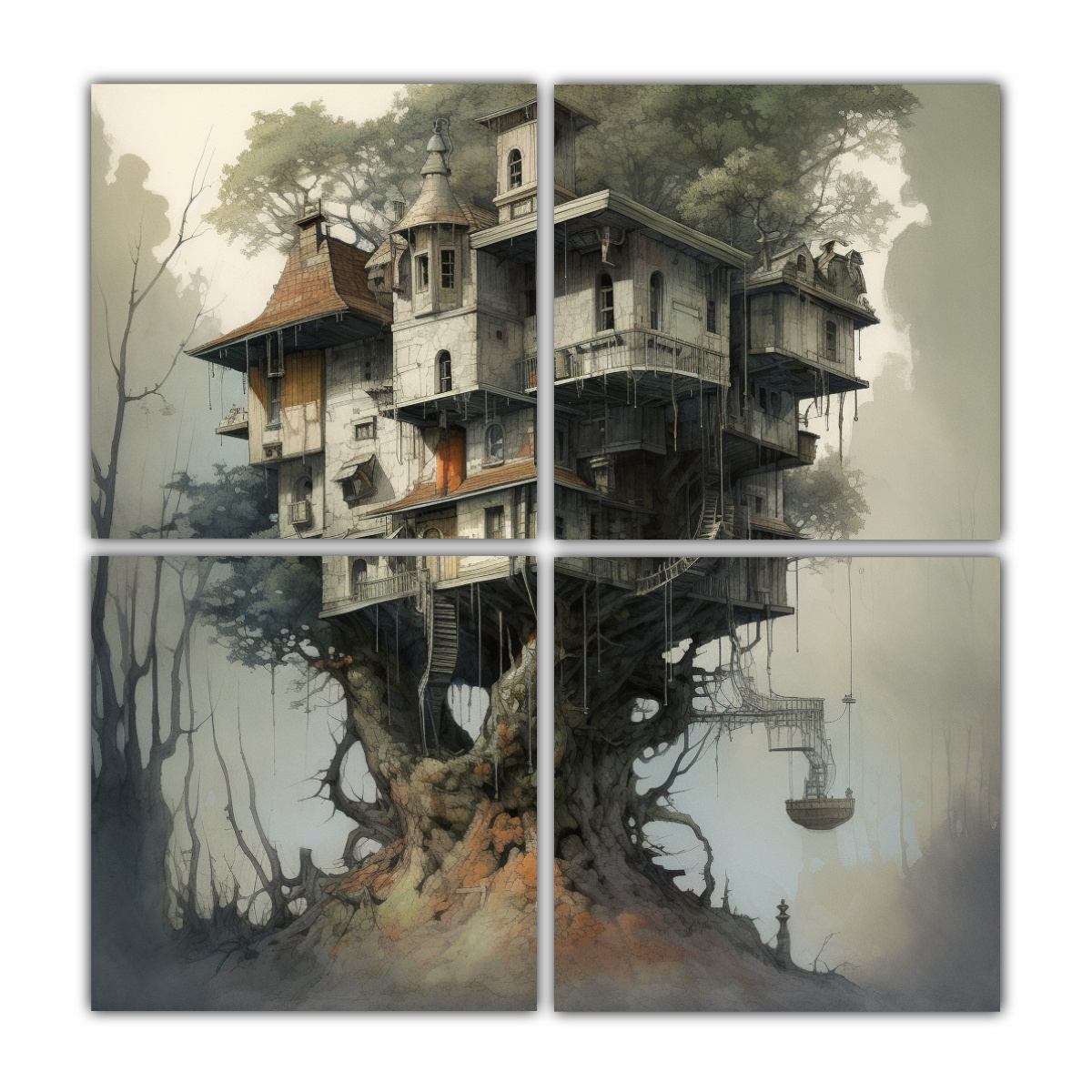 paisajes-hogar-en-el-bosque-puntos-de-vista-diferentes