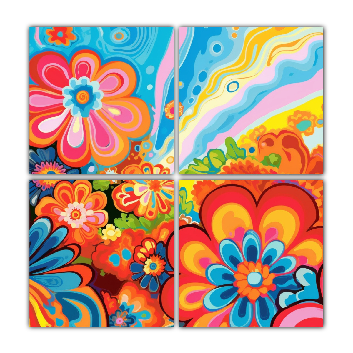 papel-tapiz-floral-estilo-peter-max-de-alta-definici-n-con-cuadros-tonos-culturares-cuatro-cuadros