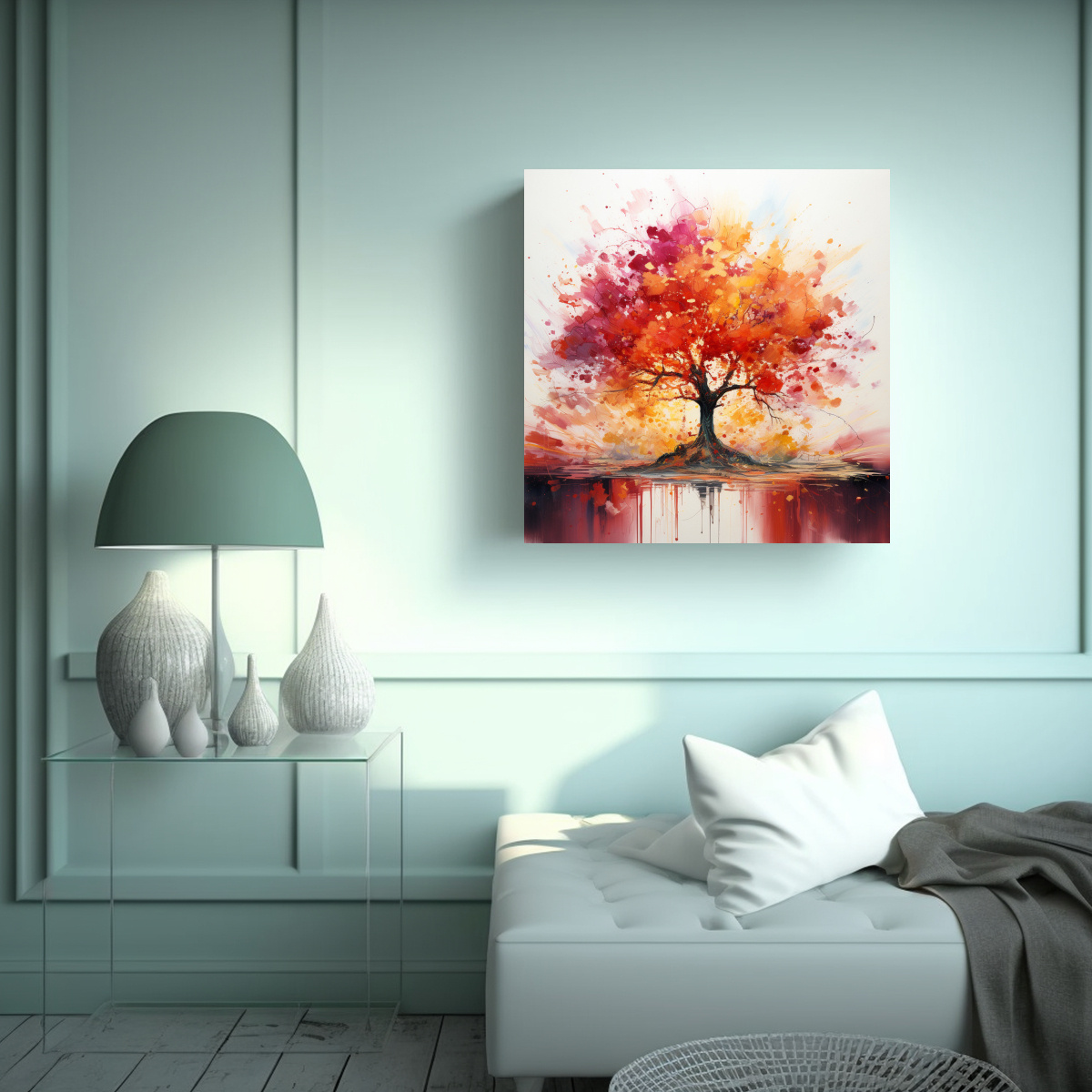 pintura-abstracta-adorable-de-un-rbol-tropical-en-colores-rojo-y-dorado-1