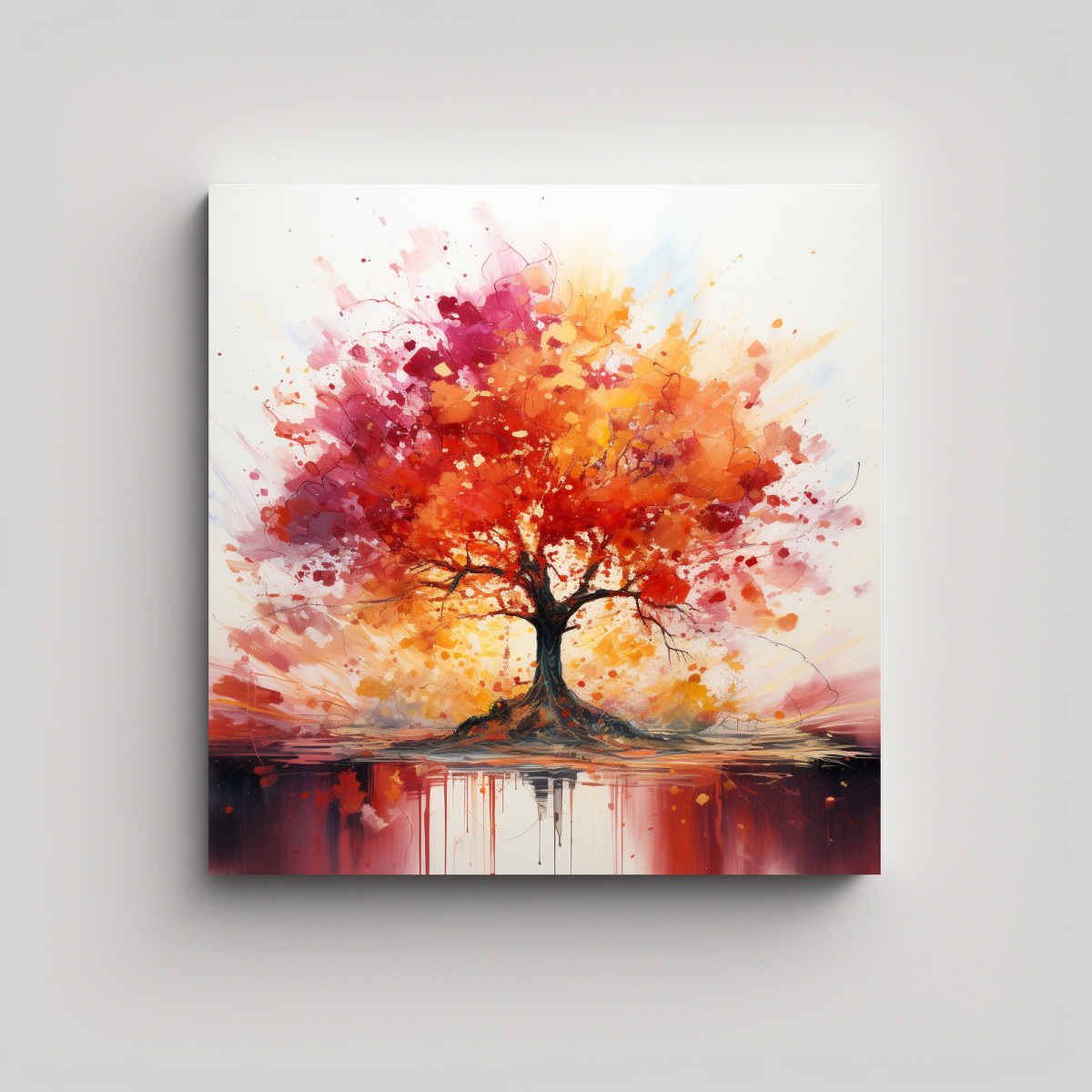 pintura-abstracta-adorable-de-un-rbol-tropical-en-colores-rojo-y-dorado