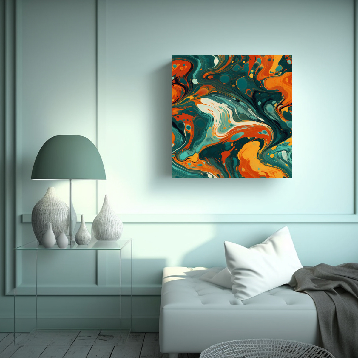 pintura-abstracta-colorida-con-rojo-naranja-y-verde-1