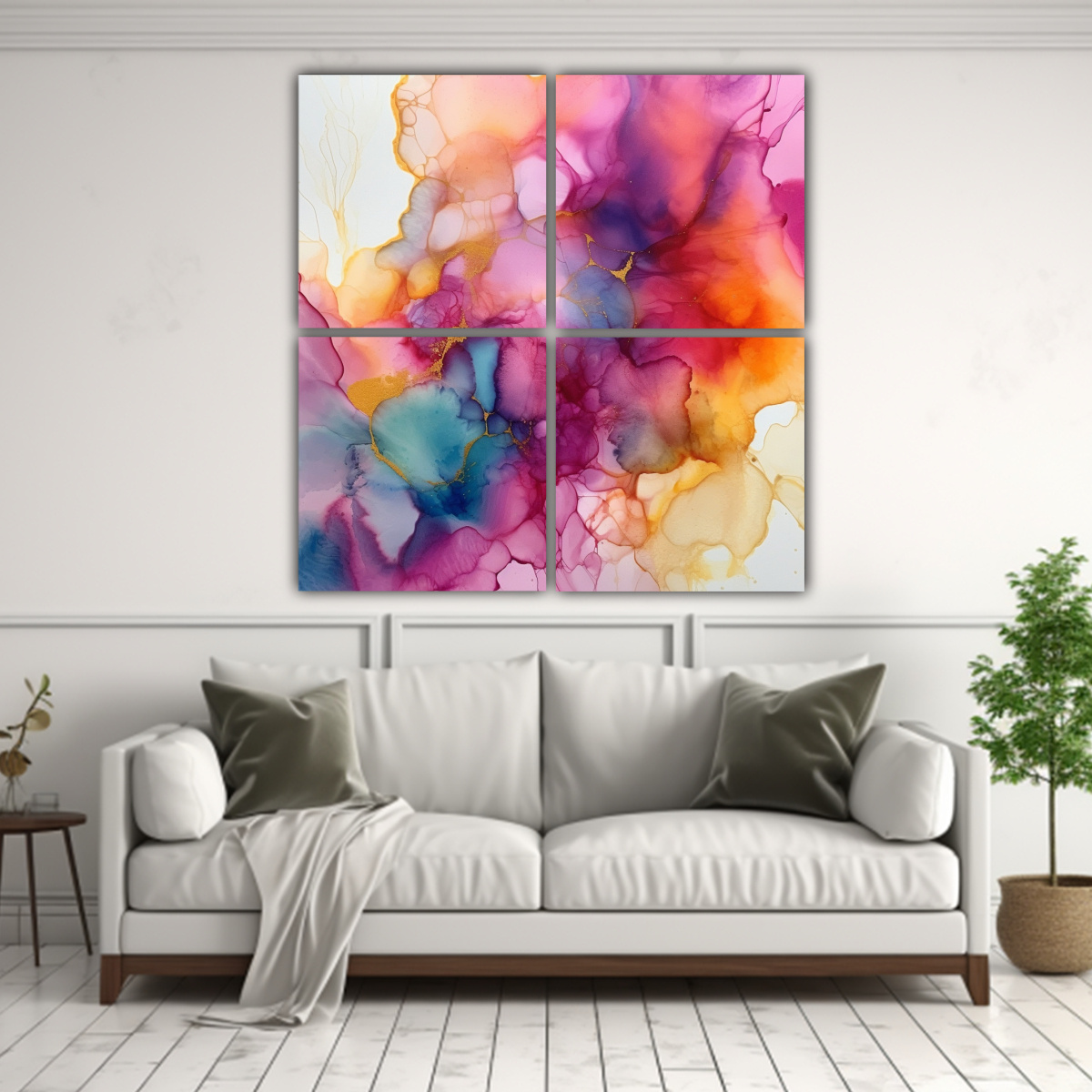 pintura-abstracta-con-alcohol-en-bastidor-4-telas-colores-contraste-1