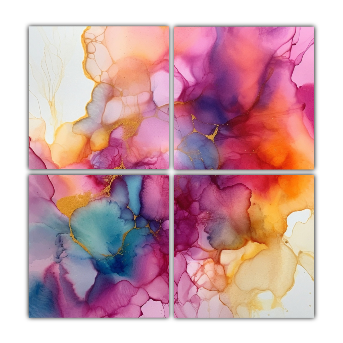 pintura-abstracta-con-alcohol-en-bastidor-4-telas-colores-contraste