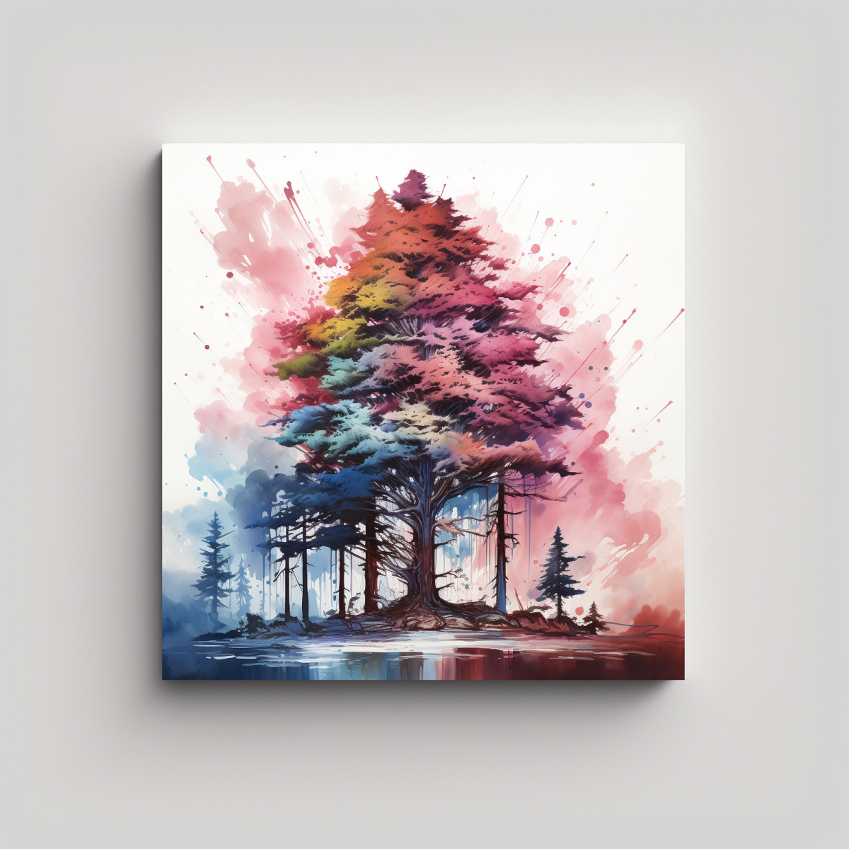 pintura-abstracta-de-colores-rosa-y-azul-de-un-rbol-de-secuoya-con-efecto-visual