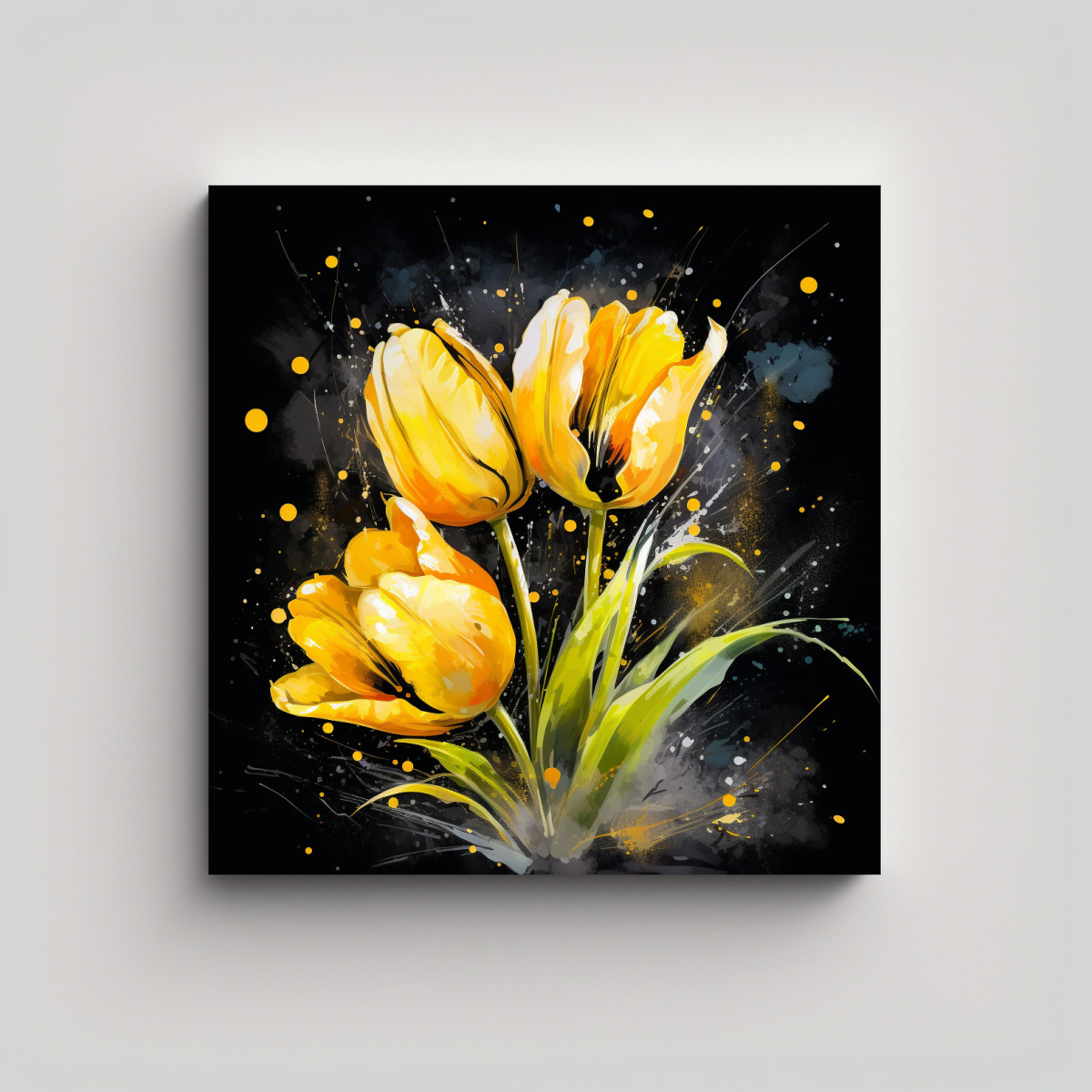 pintura-abstracta-de-flores-amarillas-y-negras-arte-de-pared-minimalista