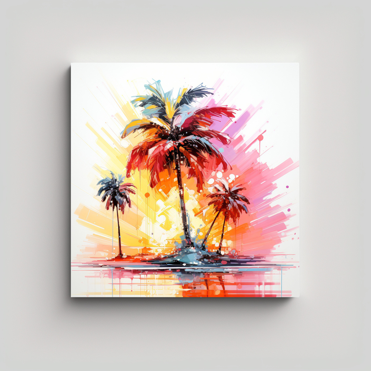 pintura-abstracta-de-palmera-en-colores-naranja-y-rosa-sobre-lienzo