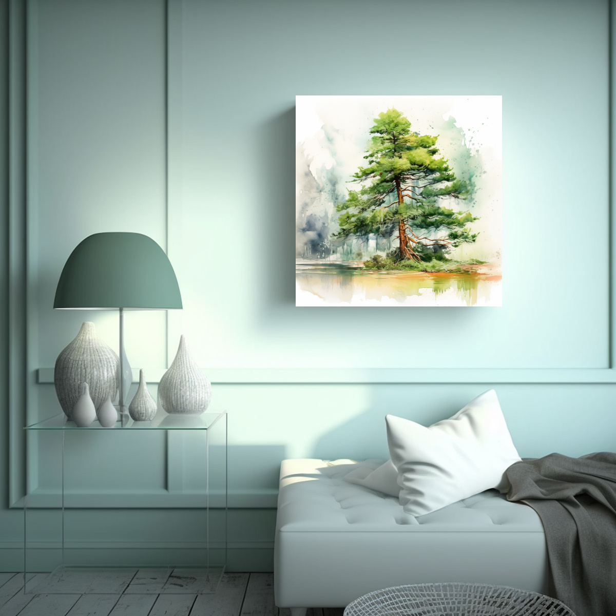 pintura-abstracta-de-un-pino-escoc-s-en-colores-verdes-1