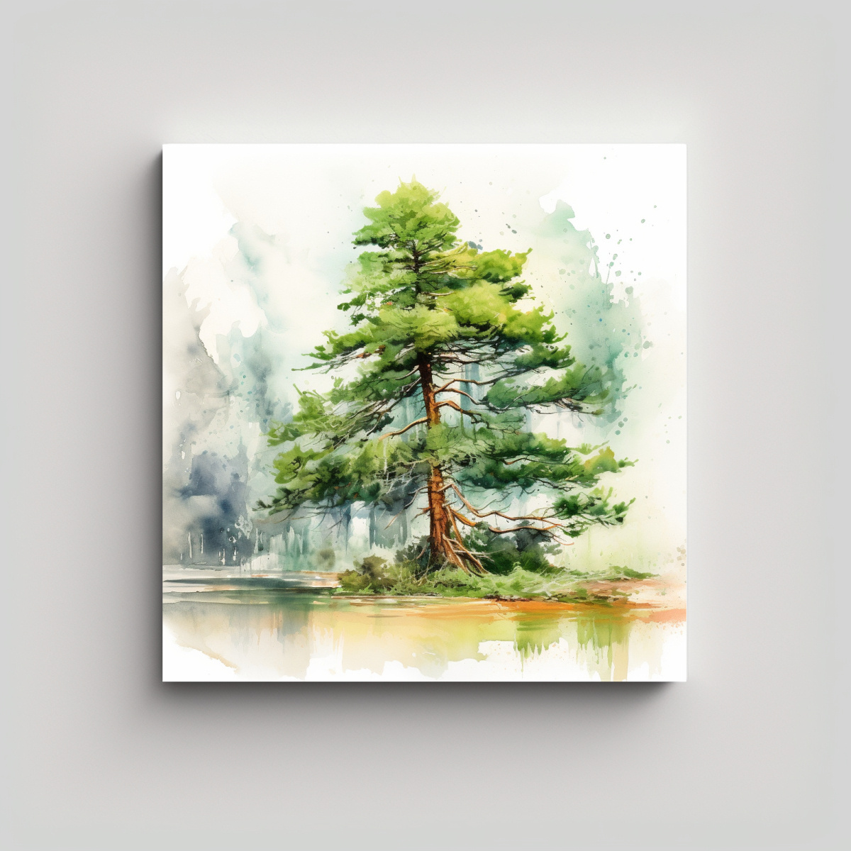 pintura-abstracta-de-un-pino-escoc-s-en-colores-verdes